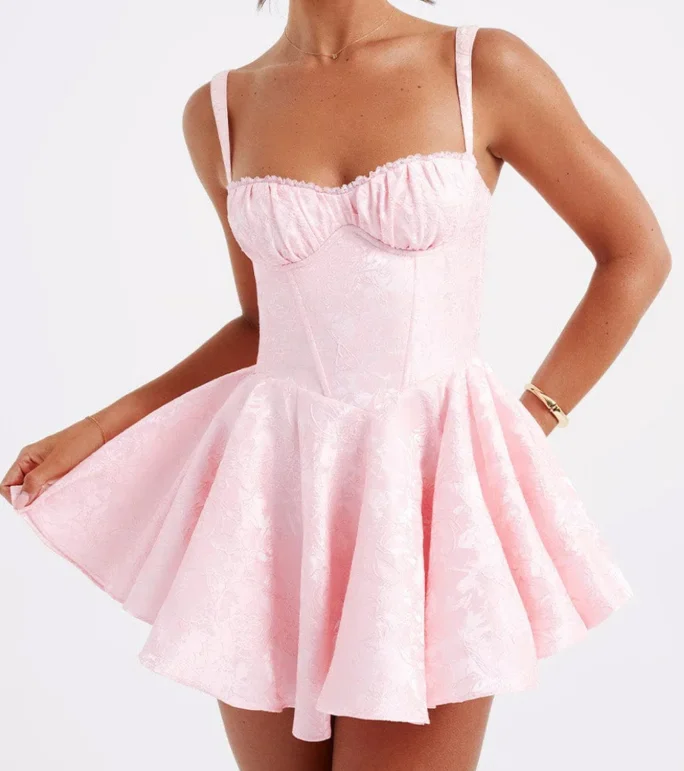 Elegant Temperament Evening Dress Paired with Camisole Dress for Women's Summer Cute Girlish Style Butterfly Bow Camisole Dress