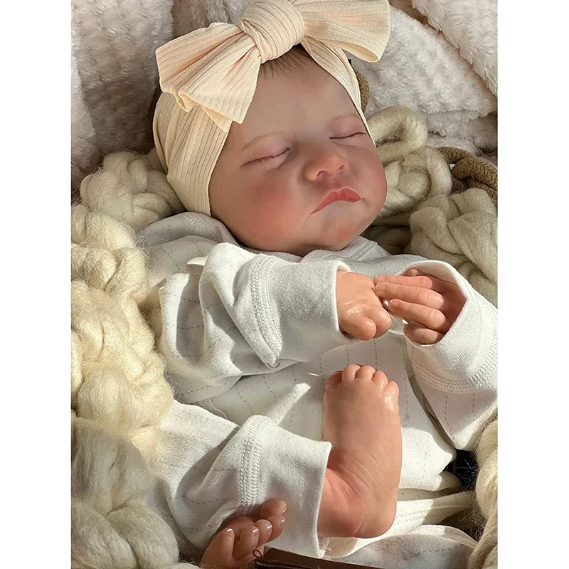 

48CM Reborn Baby Dolls Newborn Levi Slepping 3D Skin Multiple Layers Painting Visible Veins High Quality Collectible Art Doll