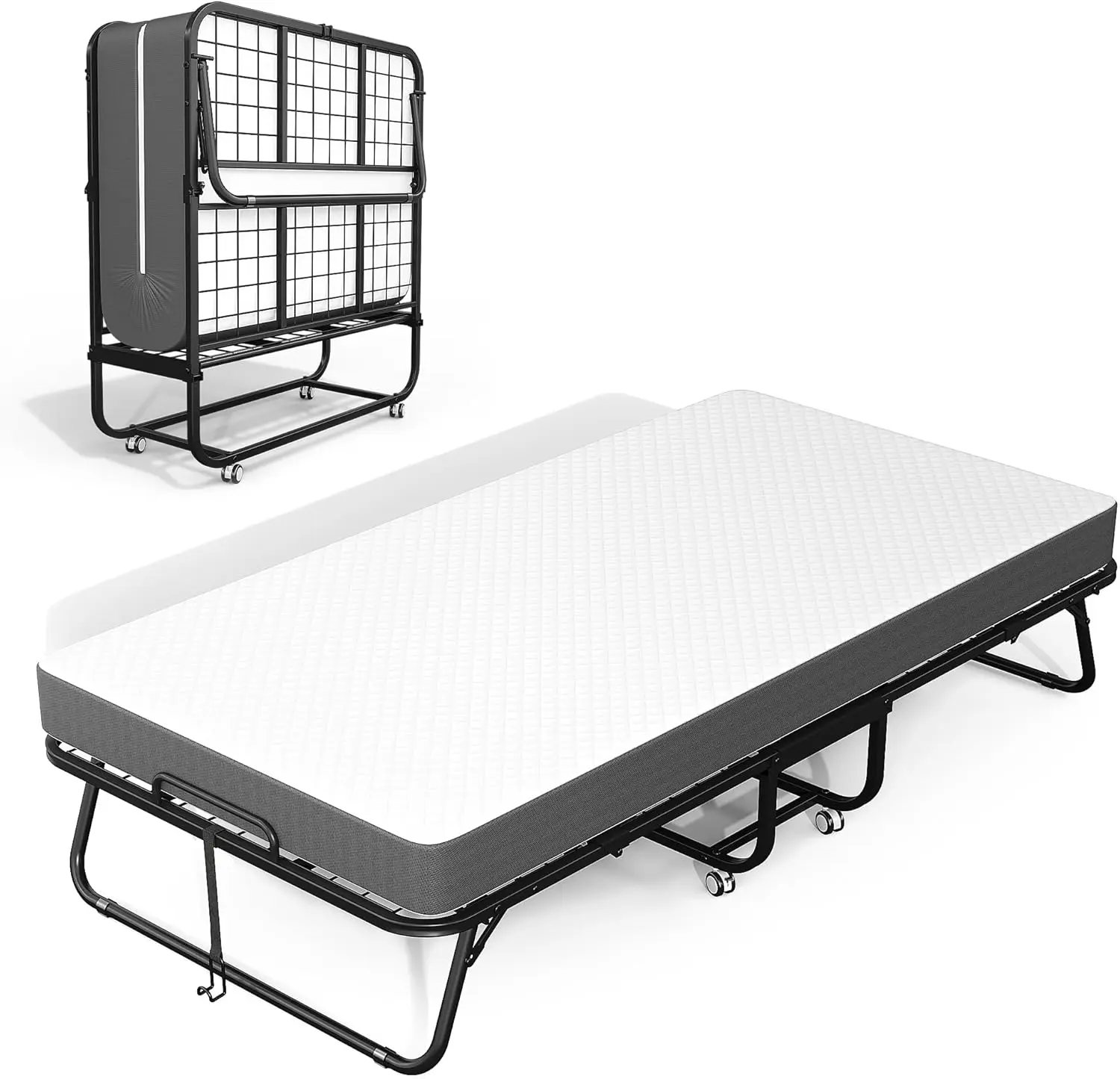 Single Folding Bed with Mattress, 75