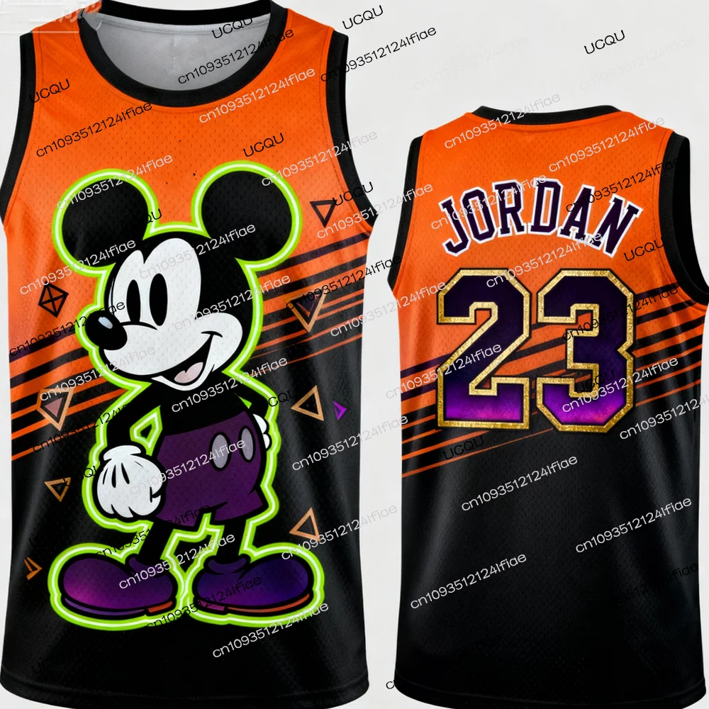وصل حديثًا لعام 2025 سترة جيرسي لكرة السلة ميكي ماوس جوردان إصدار خاص، سترة مطبوعة برسوم كارتونية للأطفال، ملابس غير رسمية، سترة رياضية #4