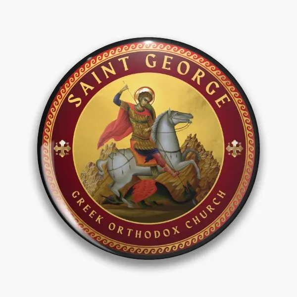 Icono de la Iglesia Ortodoxa griega de San Jorge, Pin de botón suave, joyería, ropa, broche bonito de Metal, sombrero de moda divertido, regalo, Collar de amante