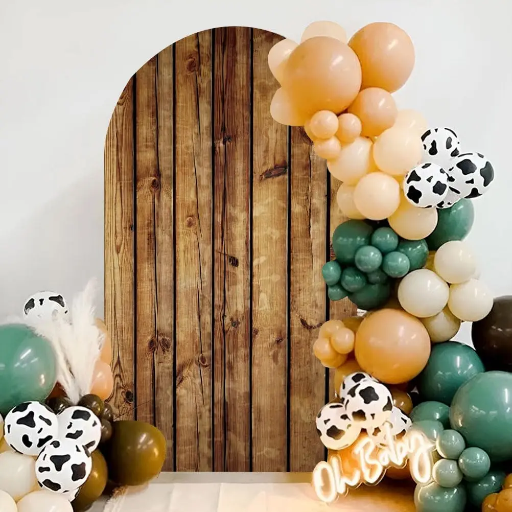 Rustic Wood Chiara Arch Cover Backdrop Retro Wedding Bridal Shower Photography Adult Birthday Background Custom 2-sided Props