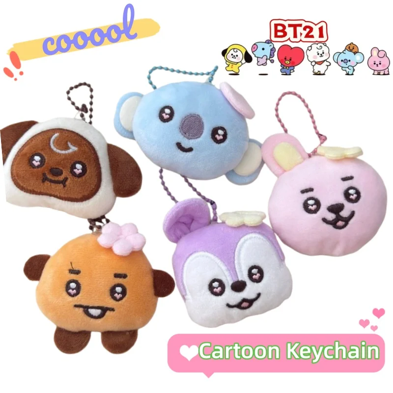 

New BT21 koya RJ shooky mang chimmy tata cooky cartoon cute doll key chain high color value doll pendant student bag decoration