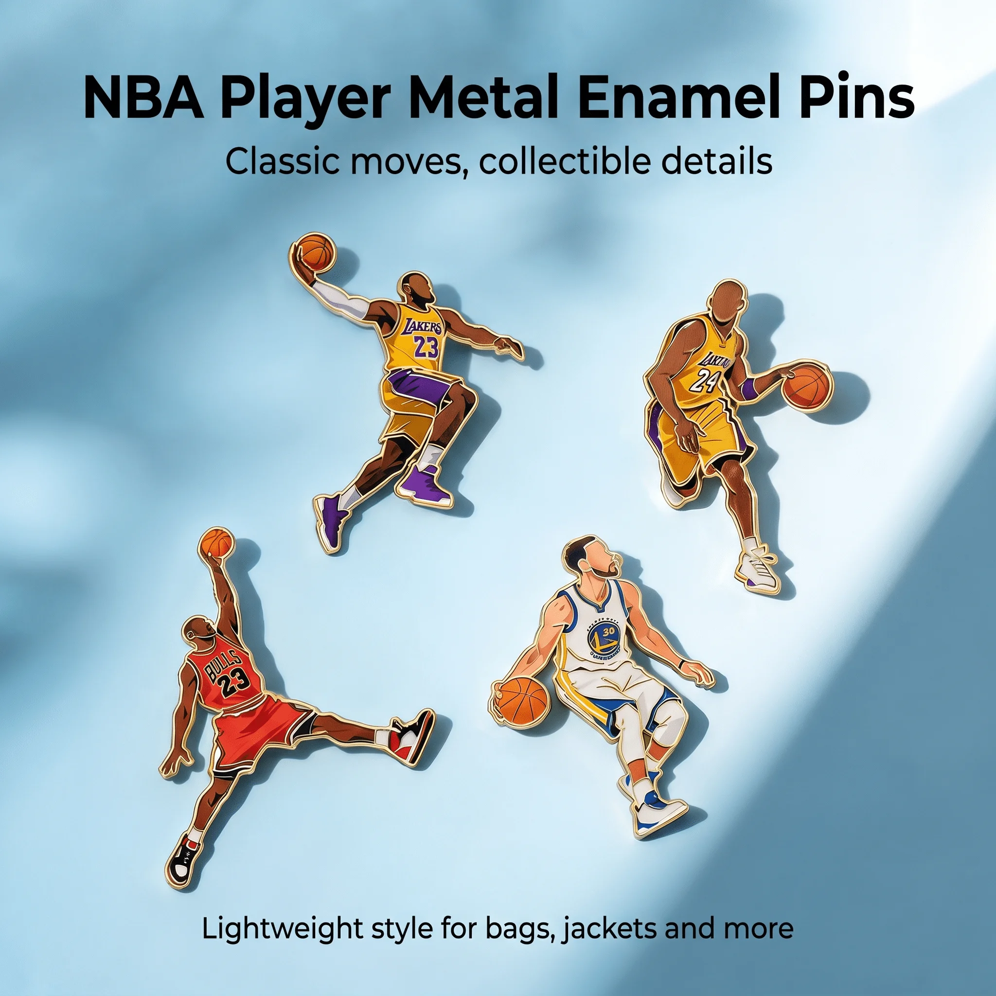 

4pcs Basketball Enamel Pin Set Cool Star Professional Athletes Lapel Brooches Backpack Badge Party Jewelry Gift for Fans