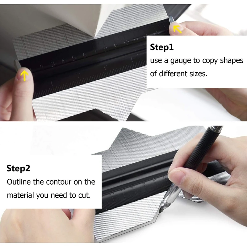 Imagem -03 - Duplicde Contorno Multifuncional Medidor de Metal Polegadas para Perfil de Forma Ferramenta de Precisão Cor Preta m