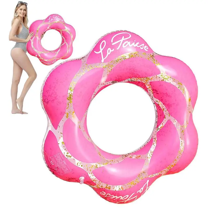 

Pool Floats Kids Swimming Ring Inflatable Pool Rings Swim Float Water Toys Pool Float Leak-Proof Swim Rings Petal Sequin