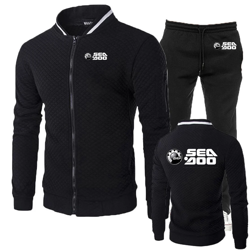 

BRP Sea Doo Seadoo Moto Logo Print Round Neck Cardigan Slim Fit Hoodies 2026 Spring And Autumn Men's Simple Long Pants Suits