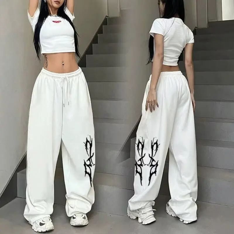American Sweatpants Loose Straight Hip Hop Jazz Wide Leg Pants Casual Lazy Street Dance Hip Hop Sports Trousers Holographic
