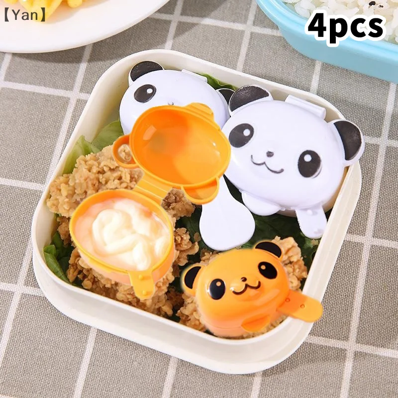 4pcs Mini Seasoning Sauce Dispensing Bottle Portable Ketchup Salad Dressing Container For Bento Lunch Box Kitchen Accessories