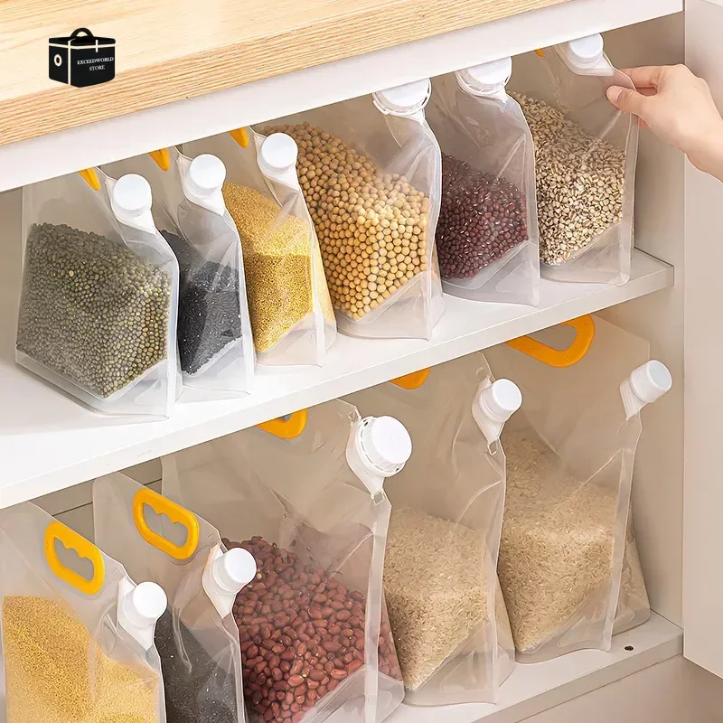 1pc Sealed Storage Bag Rice Packaging Bag Grains Moisture-Proof Insect-Proof Transparent Thickened Portable Food-Grade Bag