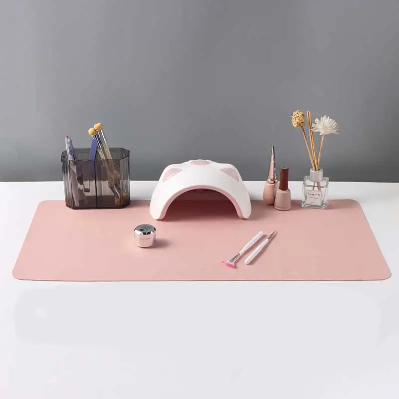 

Pink PU Leather Nail Art Mat Waterproof Manicure Table Pad Nail Practice Mat for Salon and Home Use Nail Art Tools