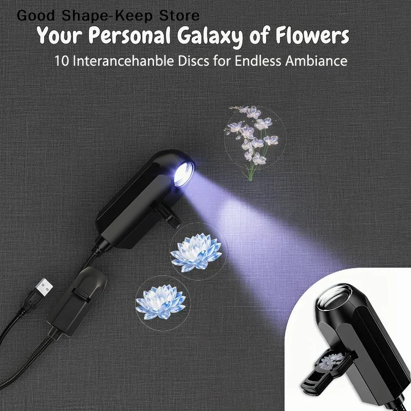 daily10 Dreamy Floral Pattern LED Projection Light for Romantic Room Wall Ceiling Decor Artistic Bedroom Ambient Lighting