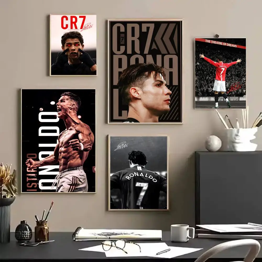 Hot C_Cristiano Soccer R_Ronaldo Decorative Linen Canvas Poster Wall Art Prints for Living Room Bedroom Office Home Decoration