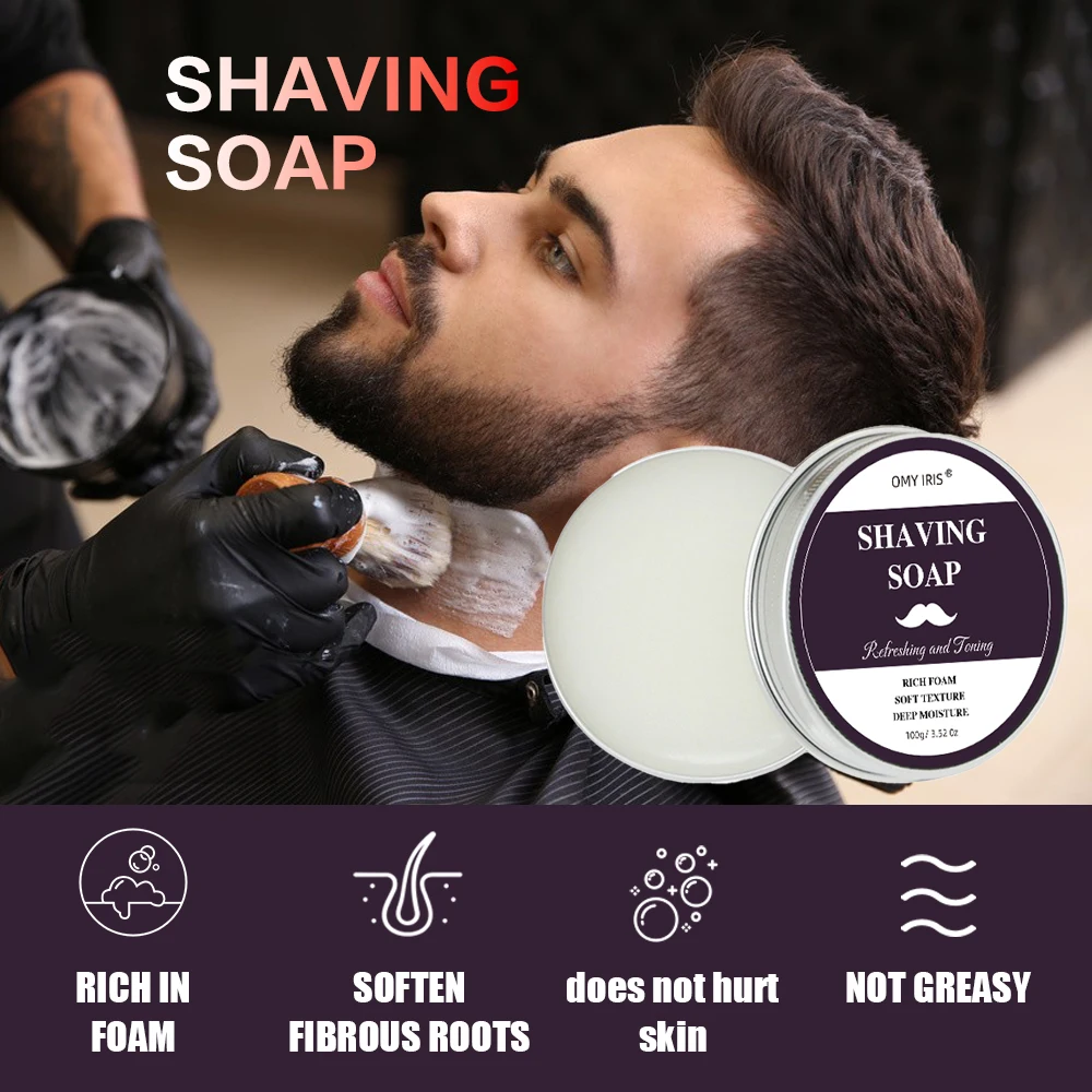 Melhor venda quente de longa duração hidratante barba bálsamo produtos masculino sabão de barbear