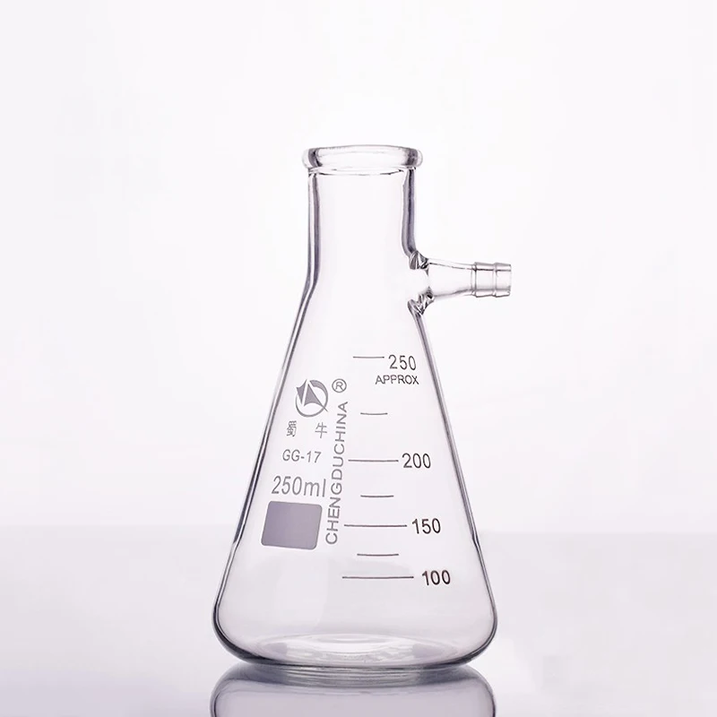 SHUNIU Filtering flask narrow neck with graduations,Capacity 50mL-10000mL,Triangle flask with tubules,Filter Erlenmeyer bottle