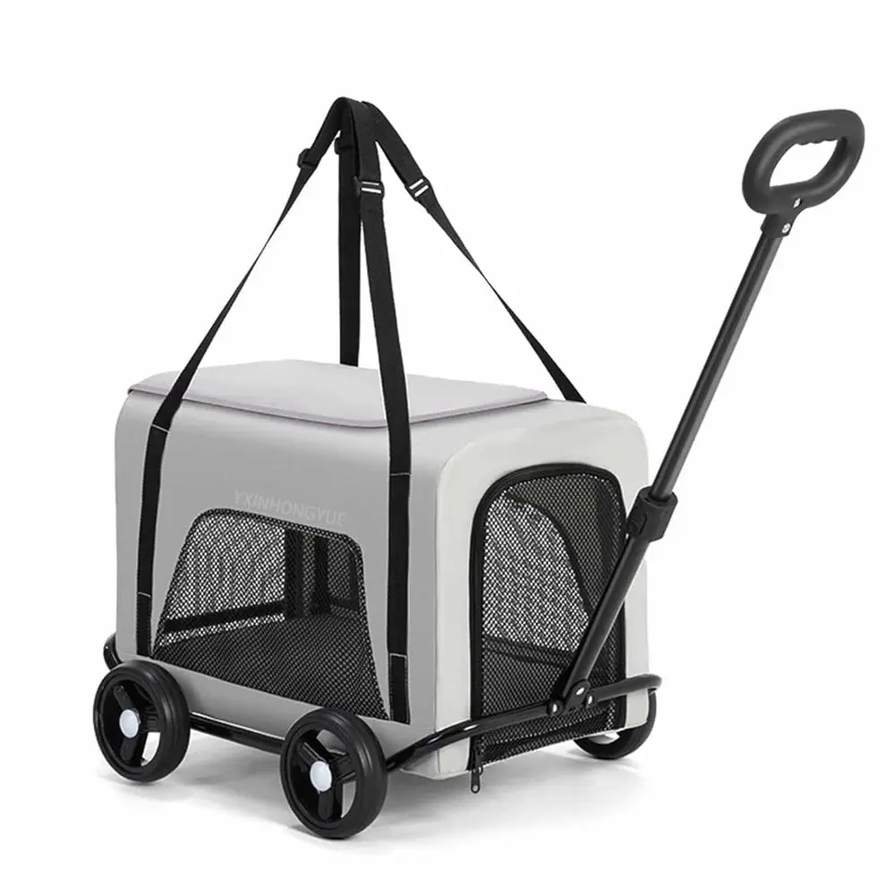 

YXINGYUE 4-Wheel Summer Dog Stroller with Large Zipper for Medium and Small Dogs, Foldable and Portable