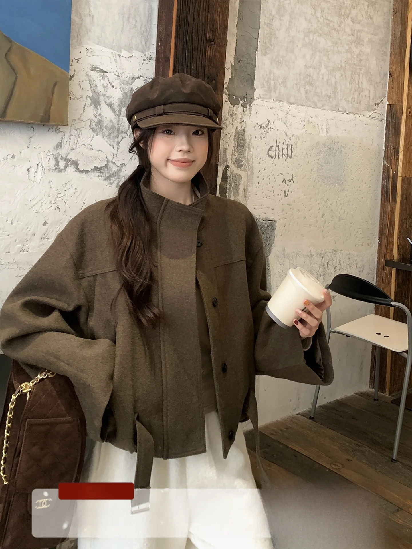 

Женское шерстяное пальто: модное, утепленное, на хлопковой подкладке, в американском стиле, для повседневной носки, однотонное