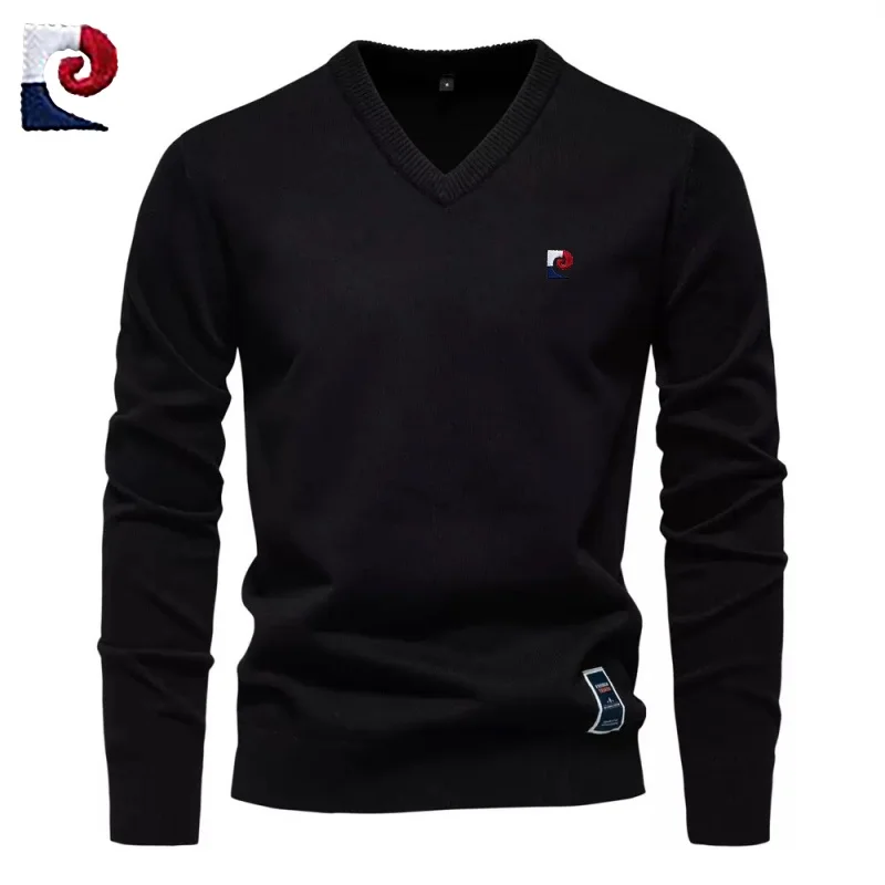 Autumn and Winter Men's High Quality V-neck Knitted Sweater New Fashionable, Casual, Warm and Versatile T-shirt Top