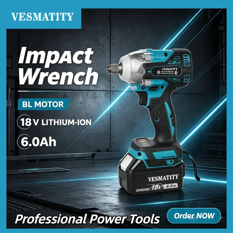 330N.m Brushless Cordless Impact Wrench Wind Cannon Tire Removal Tool Lithium Auto Repair for 18V 20V Battery Max Unit