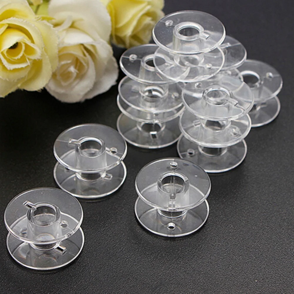 10Pcs Clear Plastic Sewing Bobbins Threads Empty Spools For Brother Sew Machine Handwork Accessories Sewings Tools