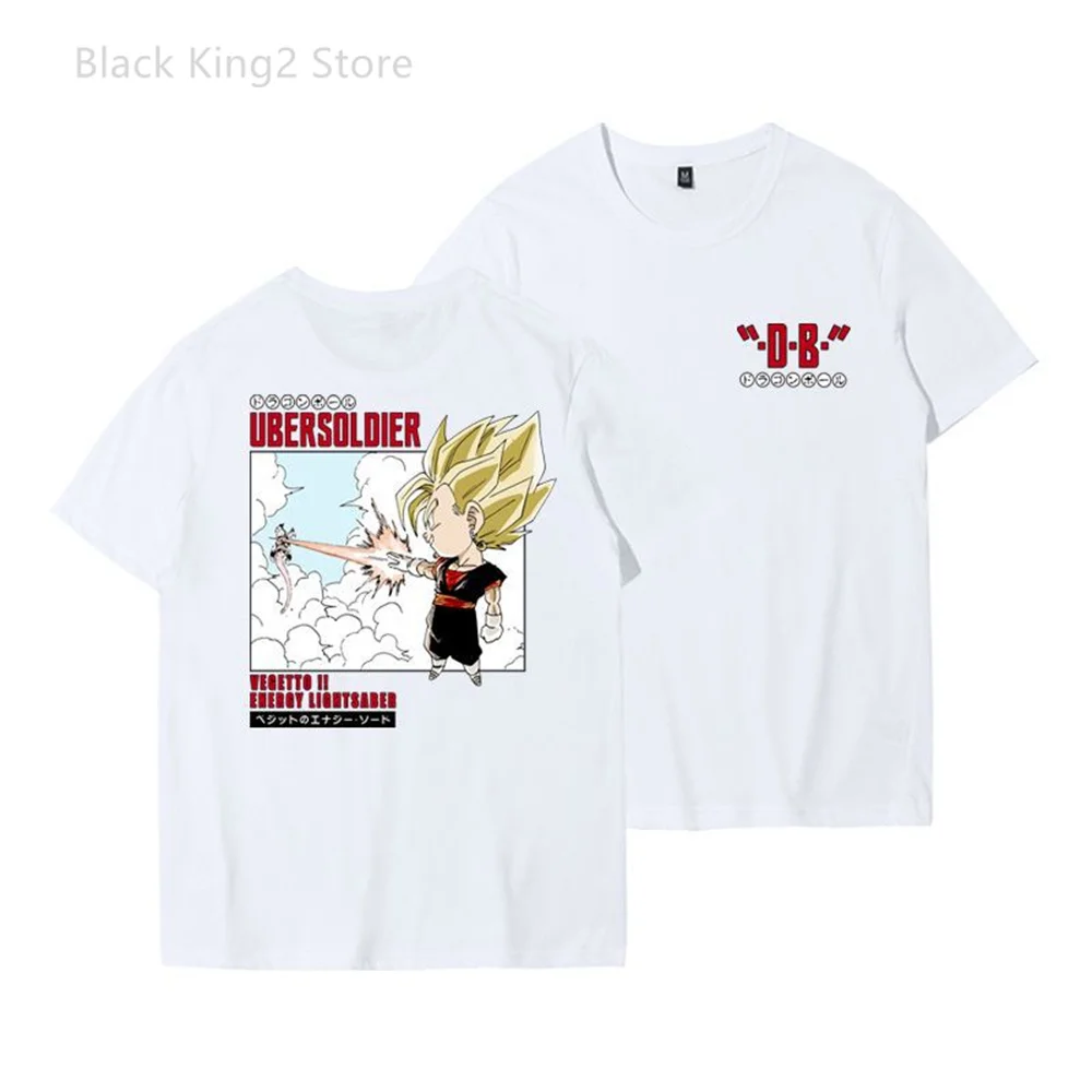 Dragon Ball Graphic Short Sleeve T-Shirt Men\'s Wukong Vegeta Casual Loose Cotton T Shirts for Men Korean ins Trend Mens Clothing