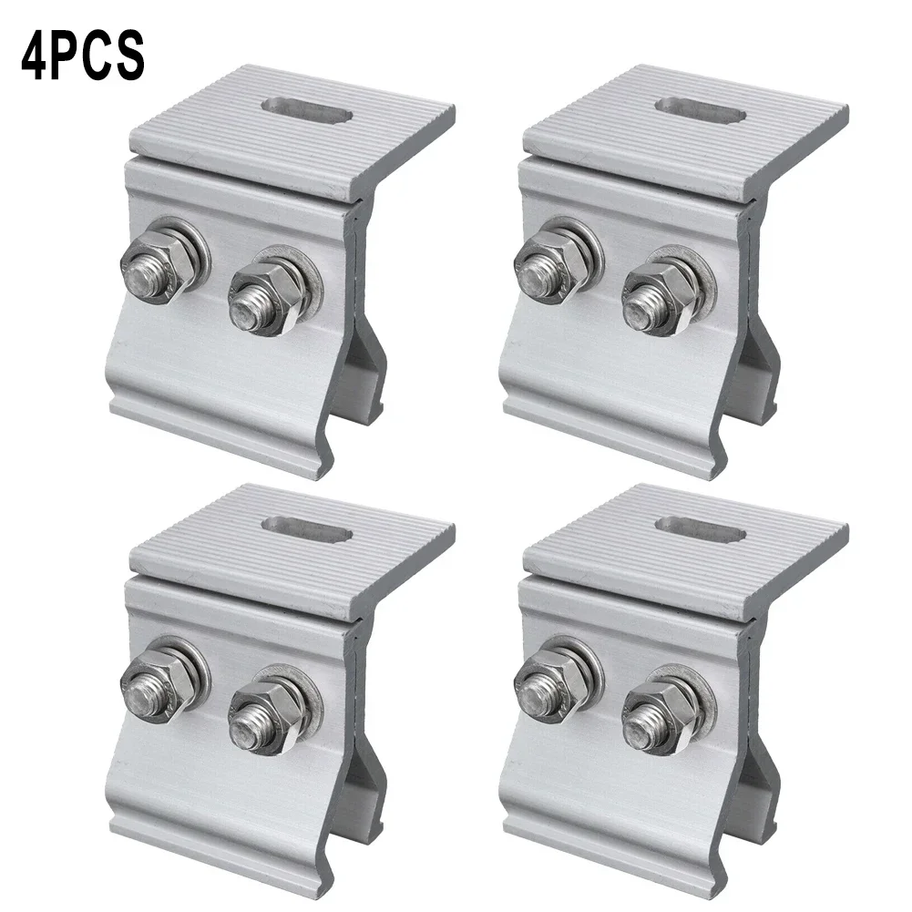 1/4Pcs Solar Panel Mounting Brackets Flat Roof Mount Photovoltaic Fixing Clamp System Installation Accessories With Nuts Bolts