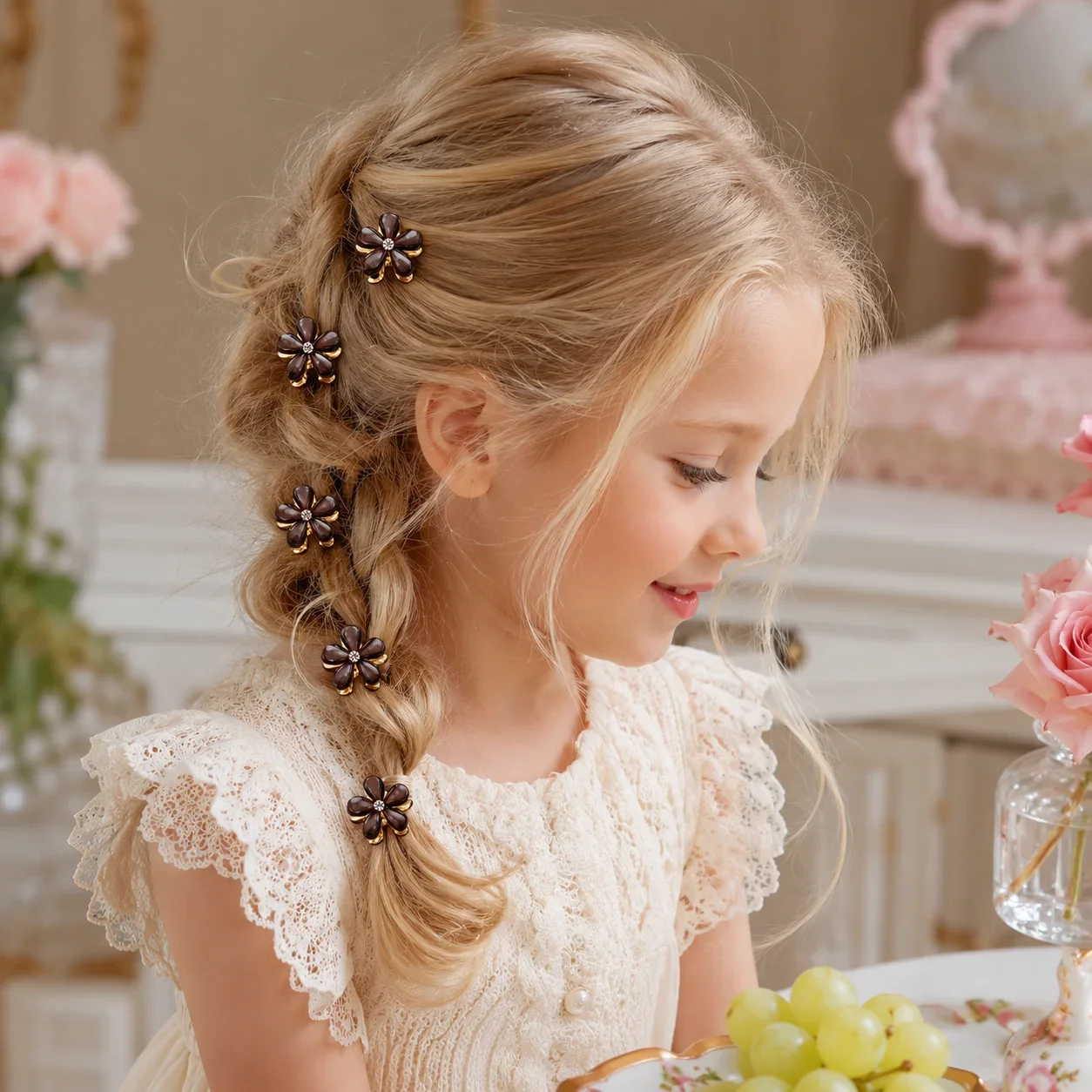 10/30pcs Flower Shaped Hair Grab Clips Faux Pearl Decorative Hair Barrettes Cute Exquisite Sweet Teenage Girl Hair Accessories