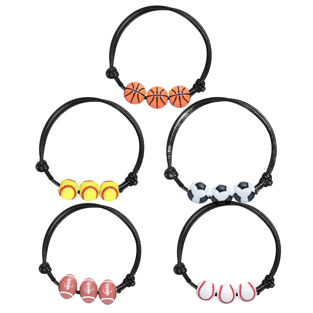 

For Baseball Fans Adjustable Bracelets Baseball Bracelets Birthday Party Soccer 3 Bead Bracelet Adjustable Fit