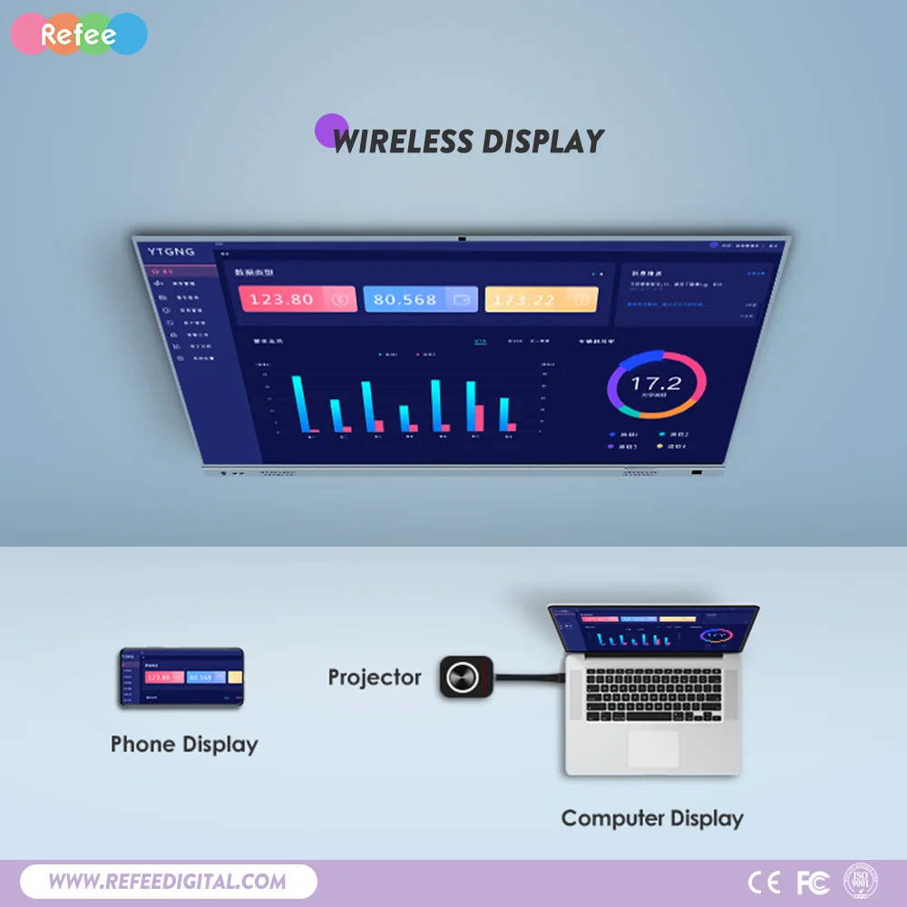 55 65 75 98 Inch 4K All One Digital Interactive Whiteboard Smart LCD Flat Panel Aluminum Alloy Frame Built-in Camera 20 Points