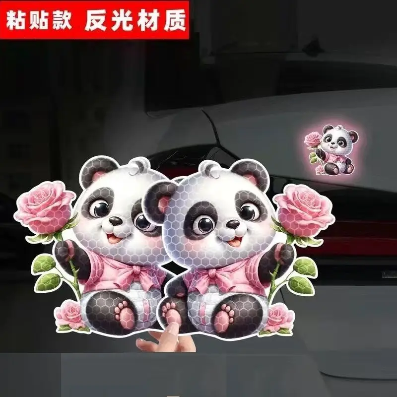 ملصق سيارة لطيف الباندا ملصق إبداعي نافذة الجسم ملصق شخصي للدراجات النارية الكهربائية غطاء خدوش ديكور