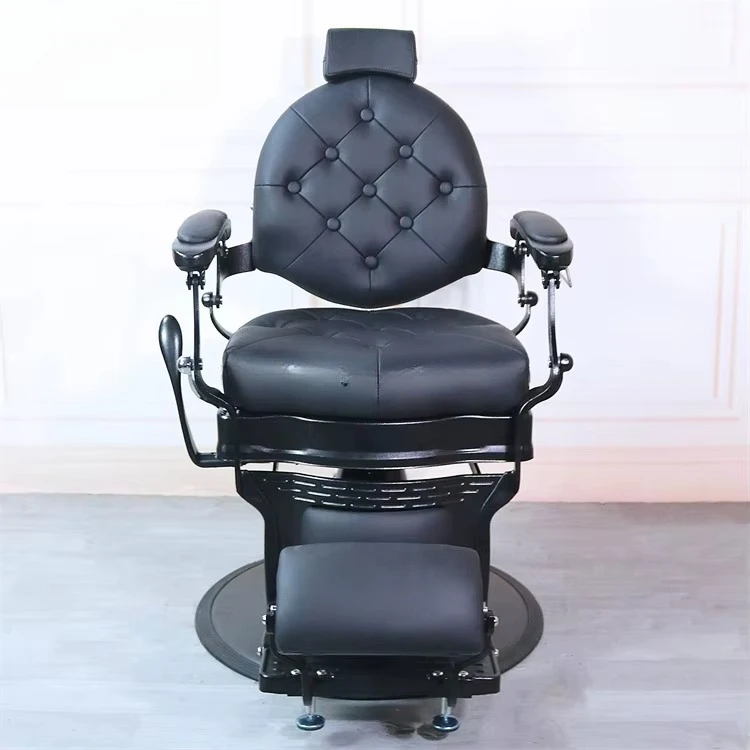 New Arrival of Modern Color Leather Round Bottom Salon Furniture Recliner Chair Large Hydraulic Pump Barber Chair