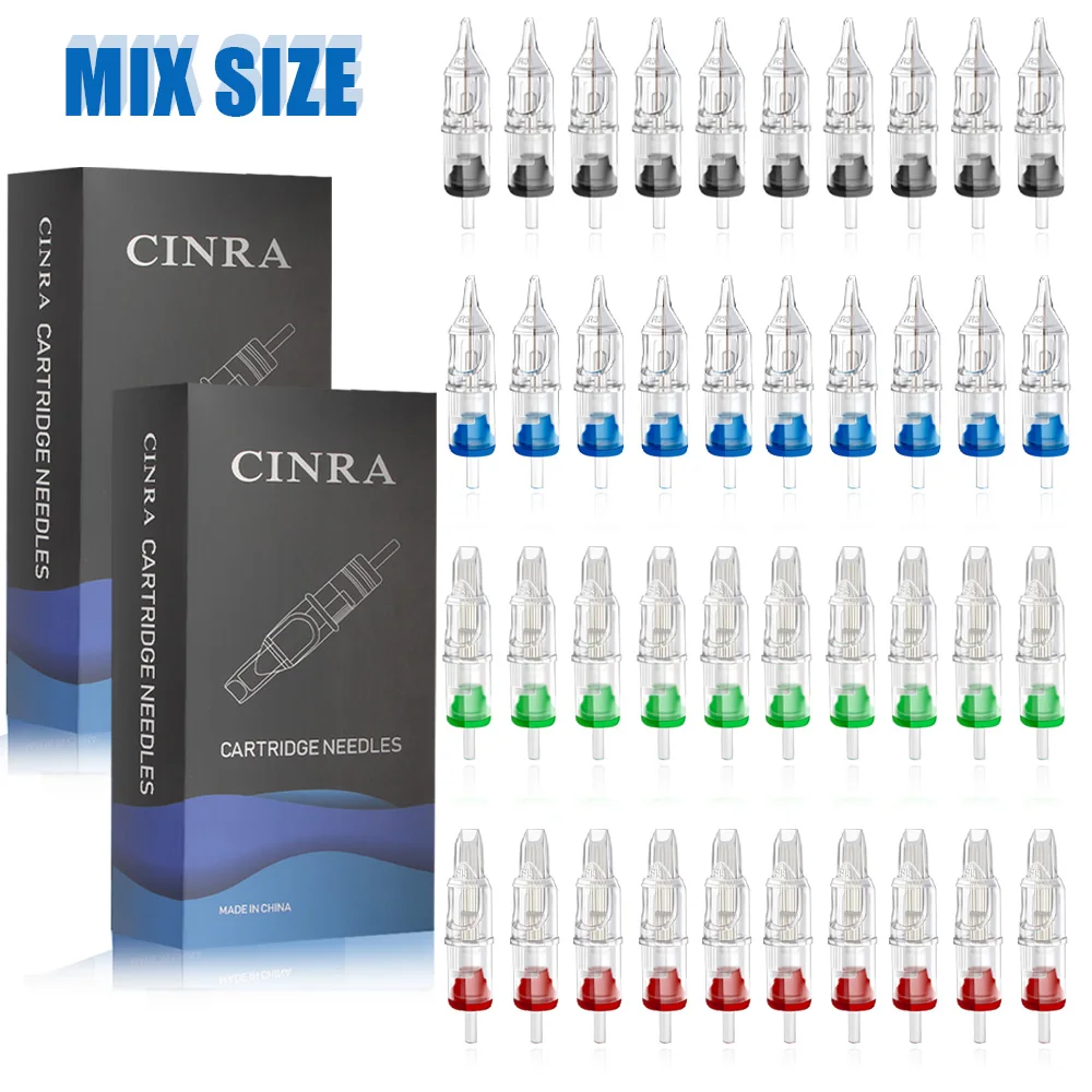 

CINRA 40PCS Mixed Tattoo Cartridge Needles Professional Sterilized Safety Tattoo Needle RL RS CM M1 for Cartridge Machine Supply