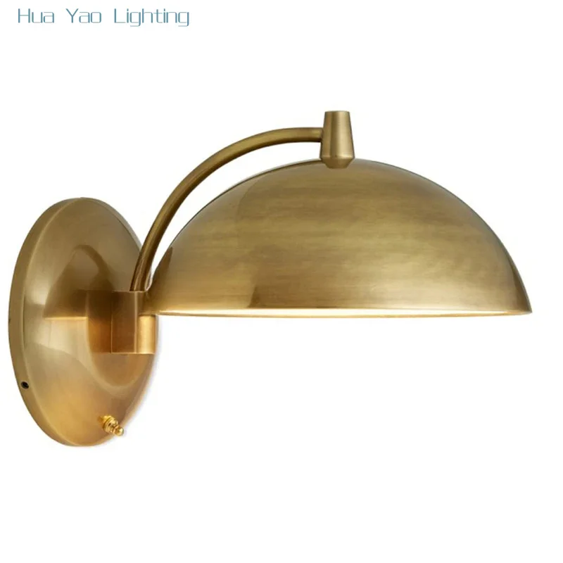 All copper vintage half circle wall lamps luxury bedroom bathroom mirror front wall sconces lights American decor LED bulb lamp