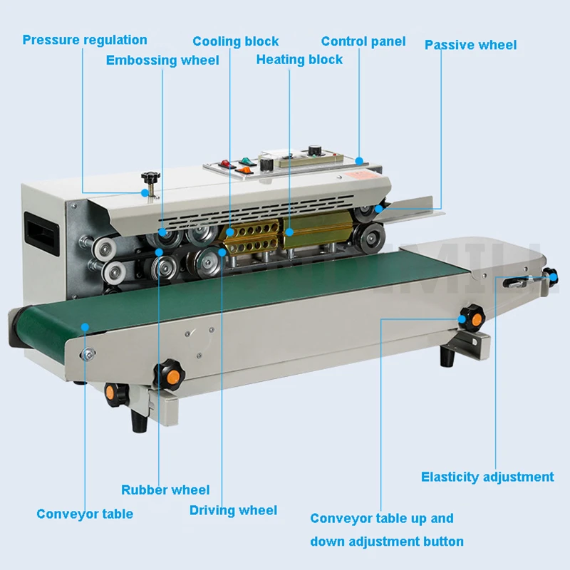 Automatic Bag Sealing Machine Continuous Film Plastic Bag Sealer Tea Aluminum Foil Bag Packer Sealing Machine