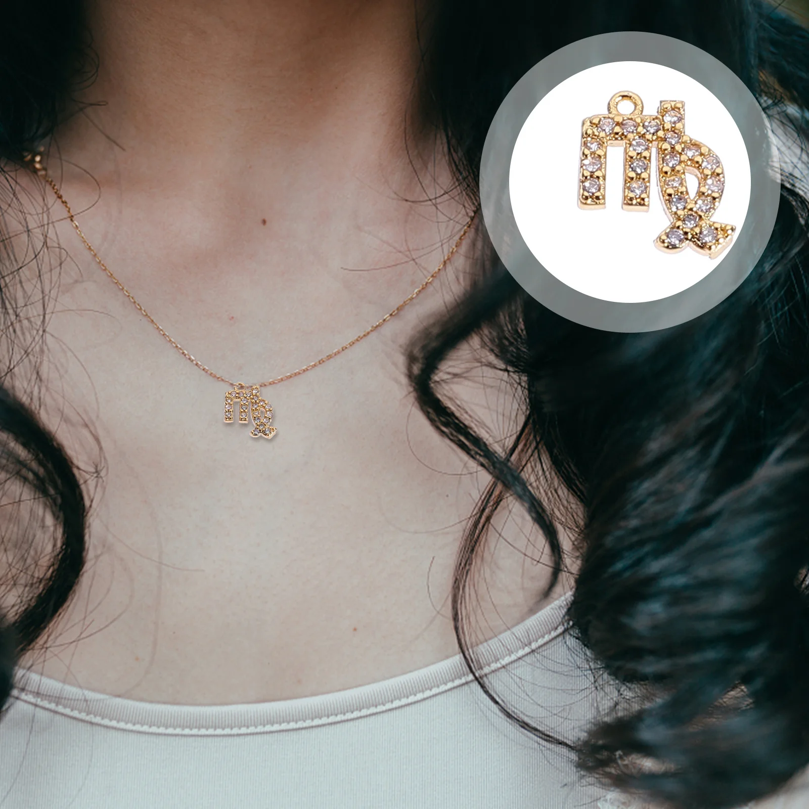 

3Pcs Copper Zodiac Earrings Virgo Pendant Elegant Shiny Ear Studs DIY Jewelry Gift for Women Casual Party Wedding Accessory