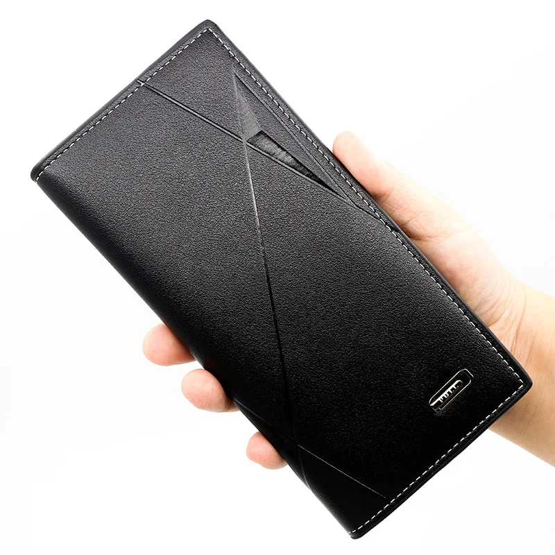محفظة جلدية للرجال حامل بطاقات التعريف الشخصية محفظة دفتر شيكات طويل مخلب Bifold الأعمال حقيبة المال رجل محافظ Cartera Hombre Carteras
