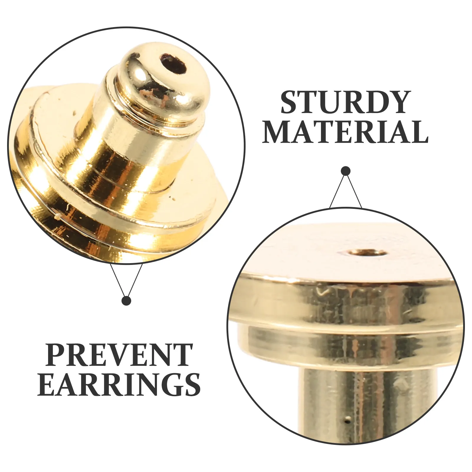Earring Backs Brass Plated Anti-Droop Locking Flat Backs for Heavy Studs Daily Wear Party Earring Safety Back Pads