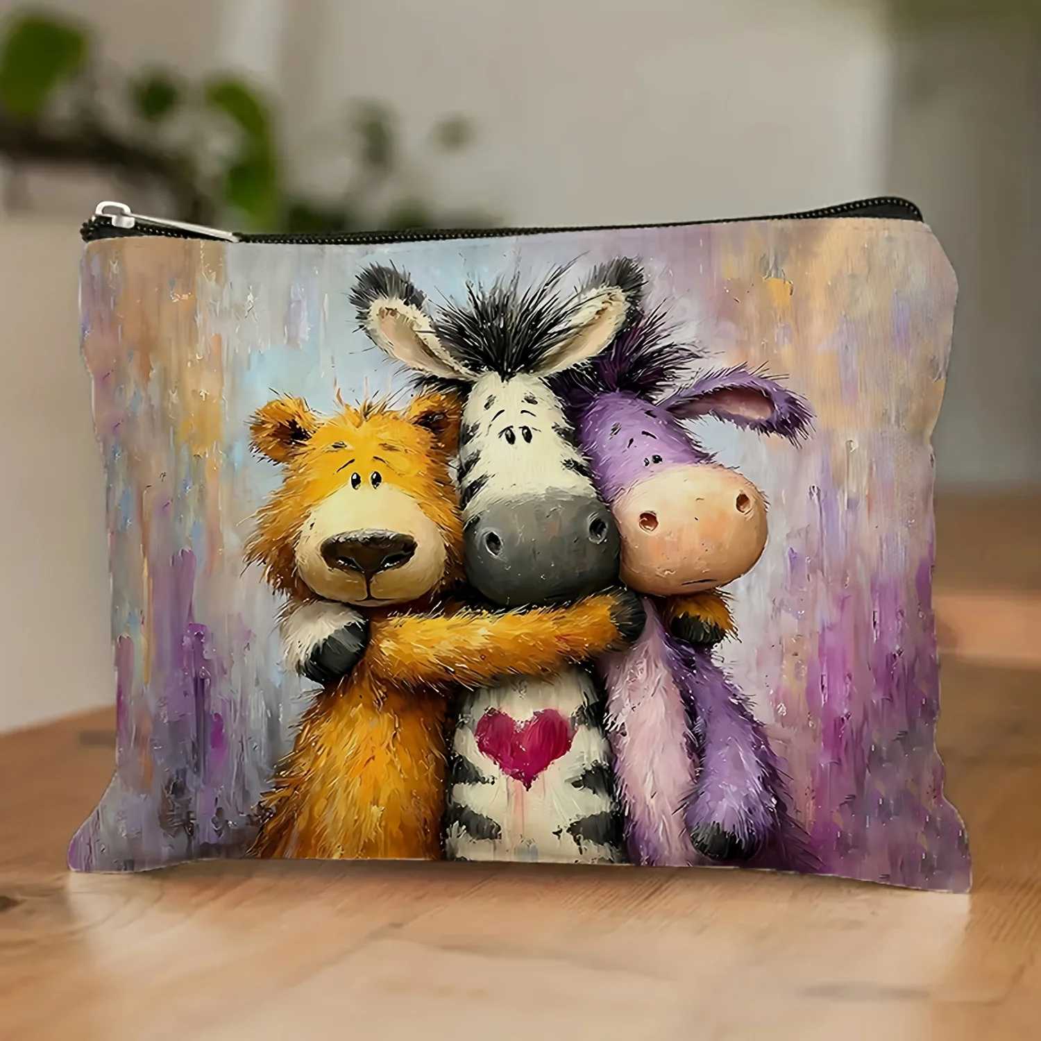 

A Donkey And Bear Makeup Bag- Multifunctional Zipper Pouch, Jewelry Storage Bag, Perfect Travel Zipper Small Storage Bag.