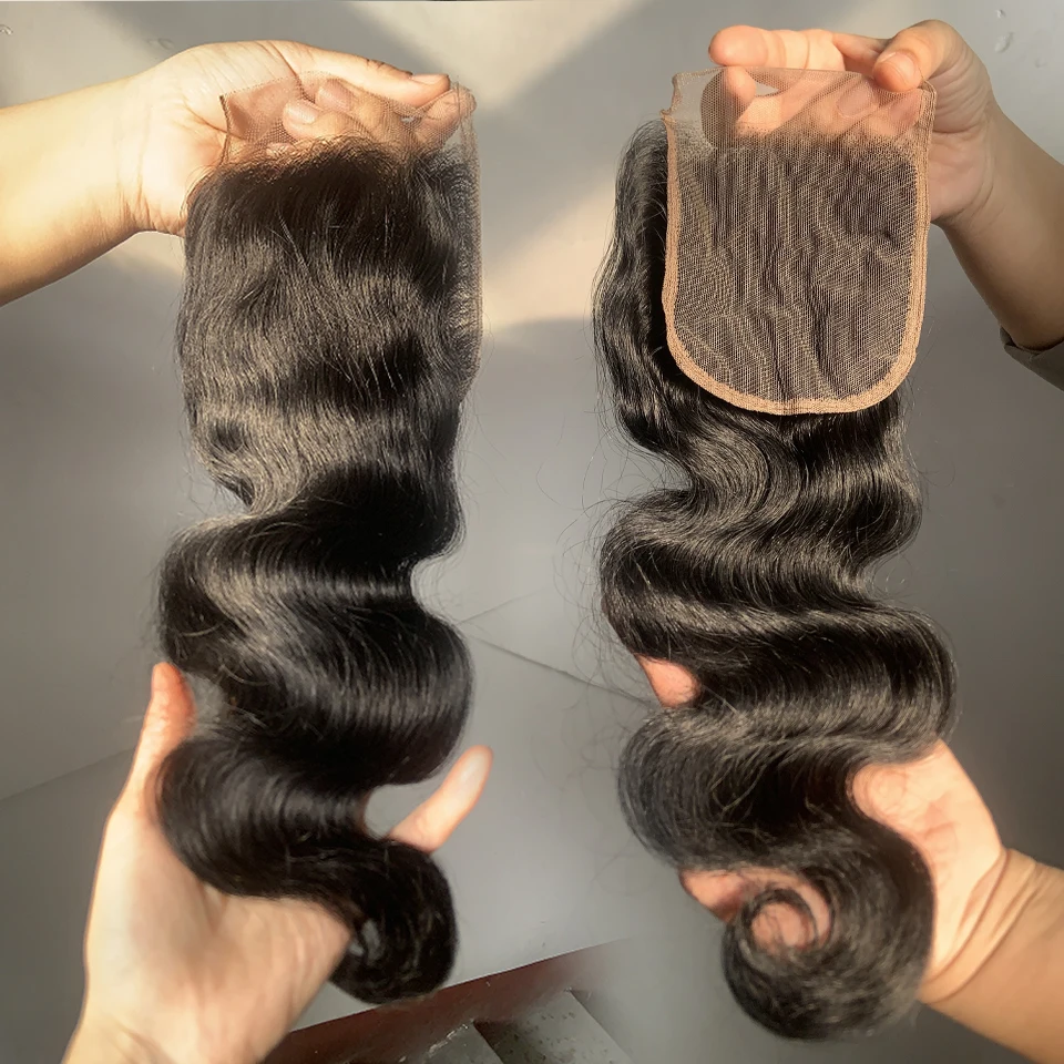 BINF Hair 4x4 Body Wave Lace Closure, nur vorgezupft, transparente Schweizer Spitze, Echthaar für schwarze Frauen, vollständig weich. – Detail 15