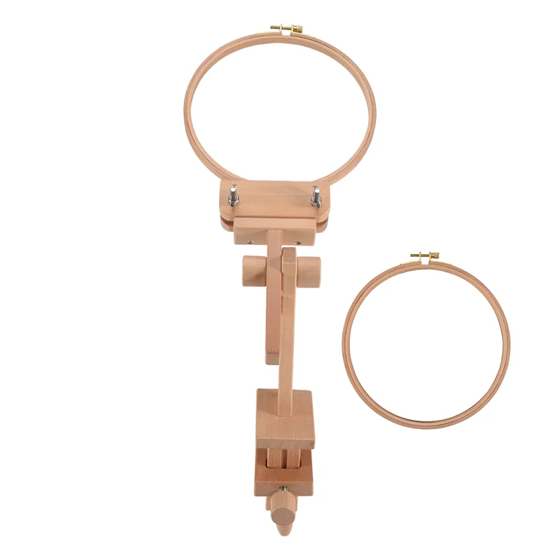 

Wooden Embroidery Hoop Holder 360 Degree Rotation Adjustable Desktop Stand Cross Stitch Rack,With Embroidery Hoop-A57X