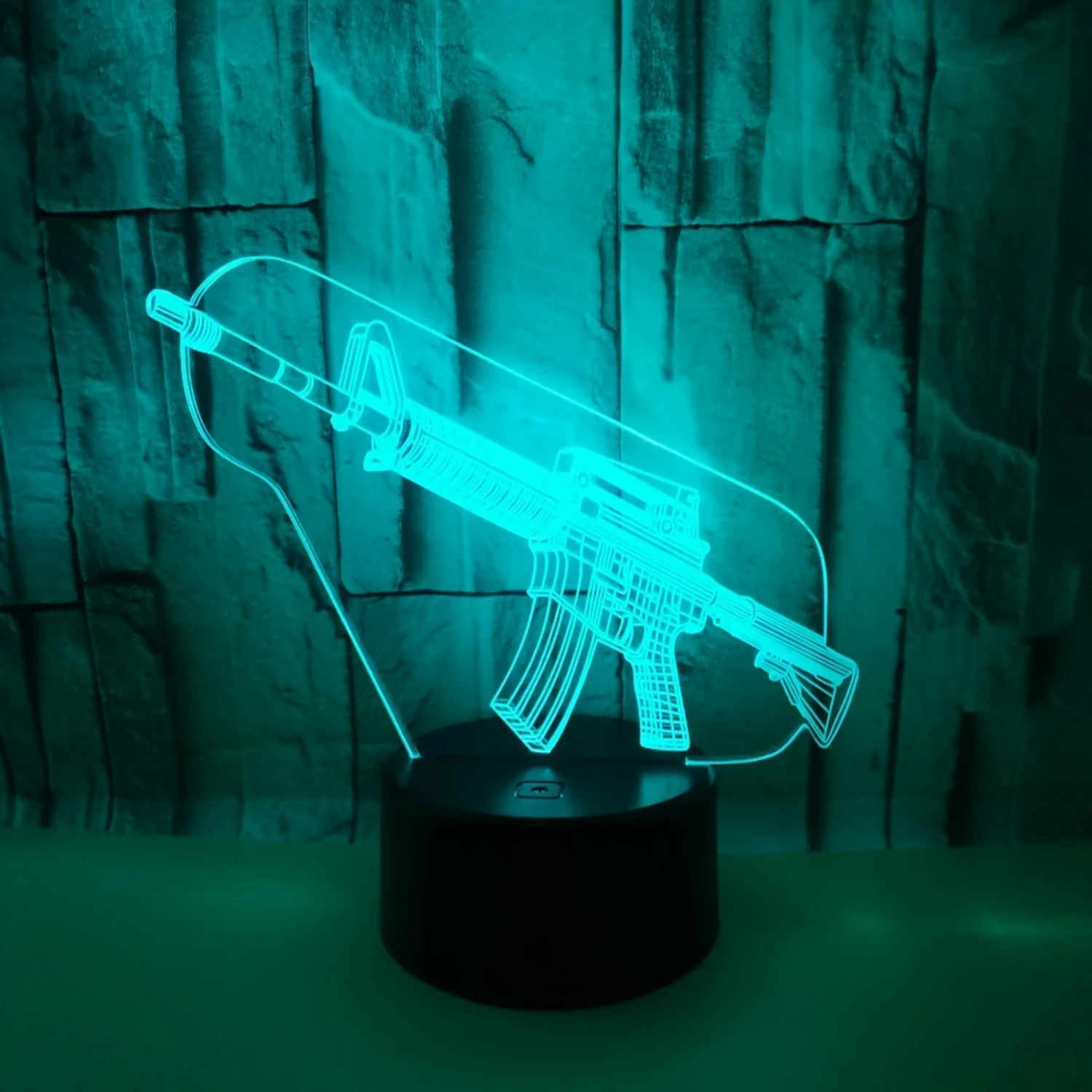 

The Perfect Birthday Gift: Stylish Gun Shaped USB Ambient Light, 3D Night Light With Sleek Black Base for Enhancing Bedroom Deco