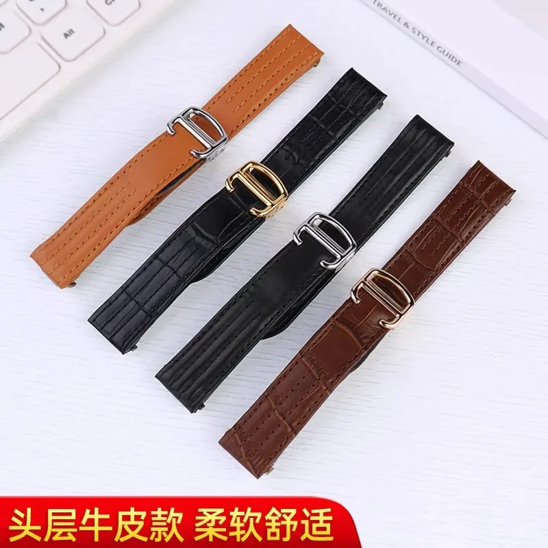Correa de reloj de cuero de liberación rápida de 19 y 20mm para correa Cartier Roadster W6206017, pulsera con patrón de cocodrilo para hombres y mujeres, cierre plegable