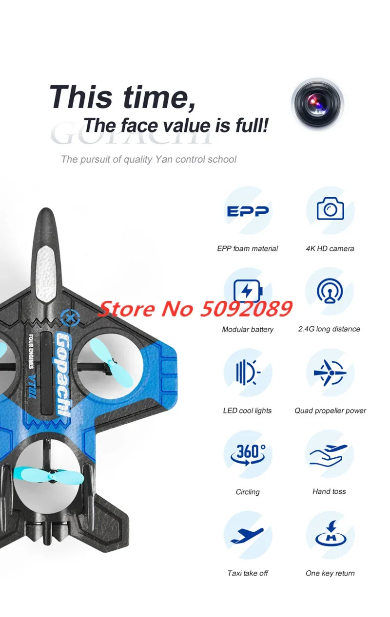 RC Airplane Plane Gliders With 4K HD Camera EPP Foam Plane 4K WIFI FPV RC Glider Aircraft Fixed Height Hovering Aricraft Gifts
