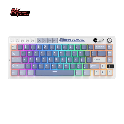 Teclado Gamer con pantalla de batería RK ROYAL KLUDGE M65, 66 teclas, junta multifuncional PBT, Teclado mecánico inalámbrico RGB de tres modos
