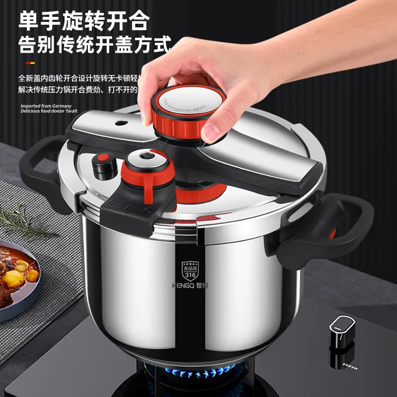 10L 316 Stainless Steel Thickened Pressure Cooker for Gas and Induction Cooktops