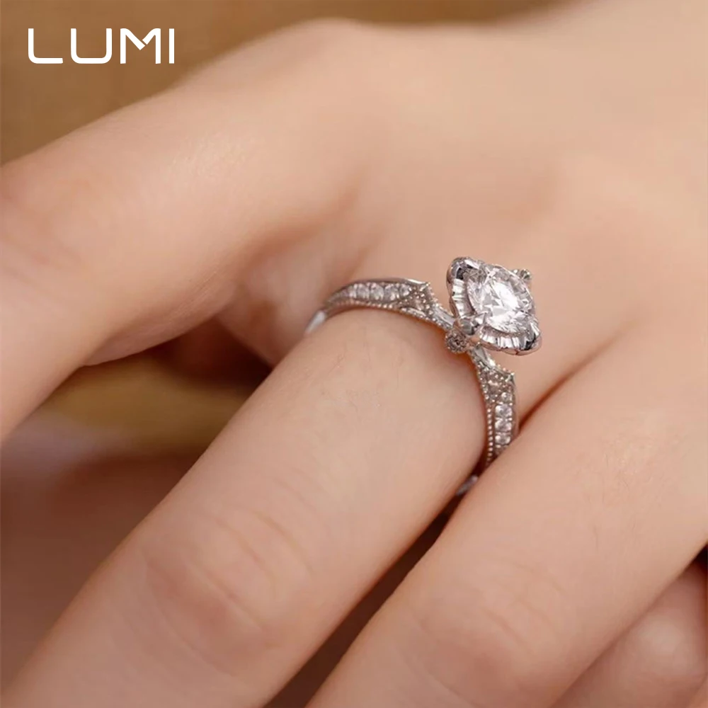 خاتم فضة استرليني 925 منقوش بالزهور 1CT D-Color مويسانيتي - أشرطة عزر مصنوعة يدويًا على شكل حرفي عتيق مع ألماس مطلي بالمختبر