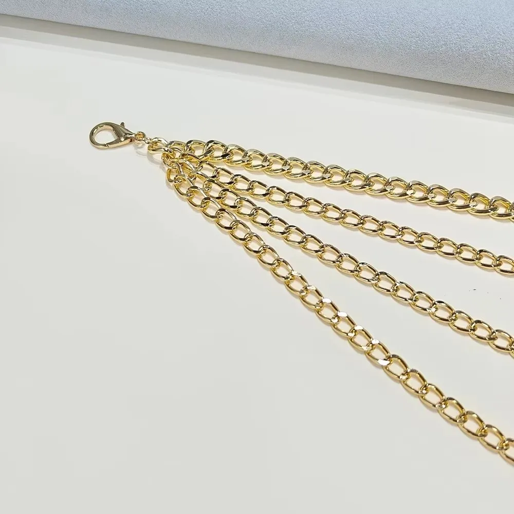 トレンディなヴィンテージ風レディースウエストチェーン、ゴールド・シルバーの多層ヒップホップウエストチェーン、メタルパンクジーンズチェーンベルト（女性用）