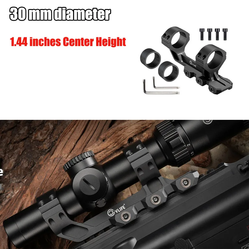 

30mm Cantilever Scope Mount 1.44" Center Height Offset Dual Ring Scope Mount for Picatinny Weaver Rail Hunting Rifle Optic Mount