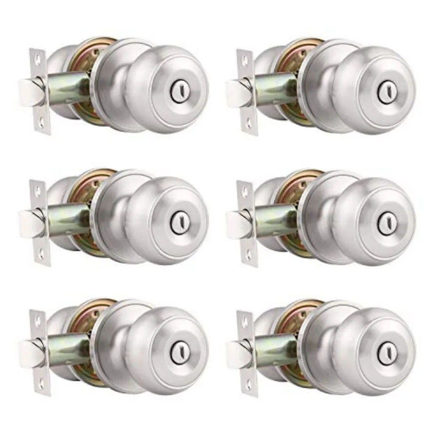 

Round Privacy Door Knob Thumb Turn Lock on The Inside,Keyless Doorknobs Interior/Exterior Lockset, Privacy Knobs for Bedroom/Ba