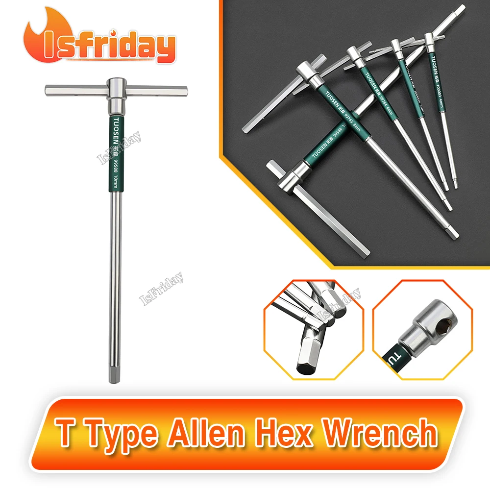 2.5/3/4/5/6/8/10mm Torx Screwdriver T Type Allen Hex Wrench Chrome Spanner T-shaped Hand Tool Extended T-Socket Wrench Universal